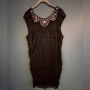 Scarlett Black Lace Mini Dress with Embellished Neckline